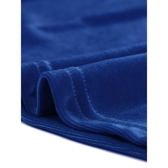 Velvet V-Neck Long Sleeve Gilding Metallic Stars Top Royal Blue - Picture 5 of 5